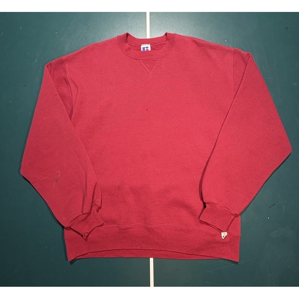 Vintage 90s Russell‎ Athletic Blank Crewneck Sweatshirt Size Large Red USA made
